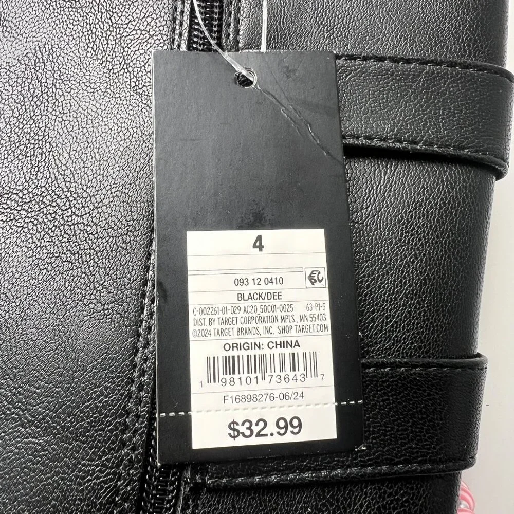 Art Class Black Mid-Calf Boots With Triple Buckle Details & Side Zipper Girls 4